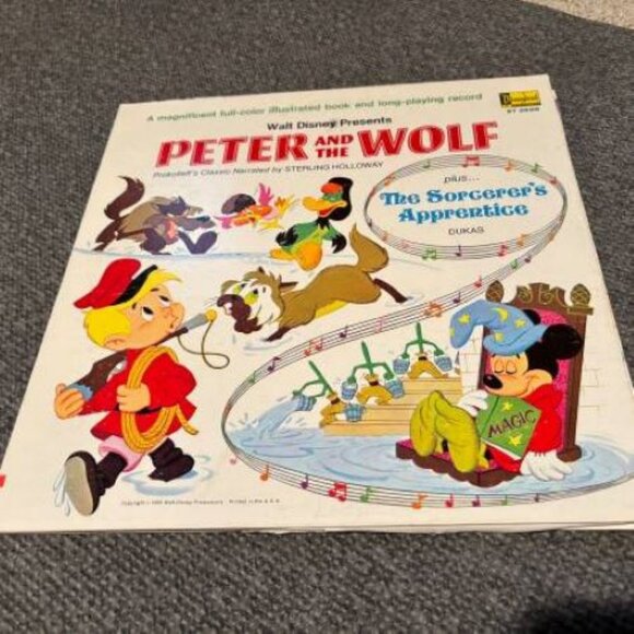 Vintage 1969 Walt Disney Peter and the Wolf & Sorcerer's Apprentice Vinyl Album - Picture 1 of 4